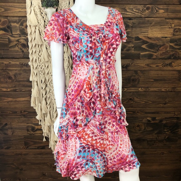 Sundance |‎ Patterned Ruffled Silk Dress - Picture 1 of 5